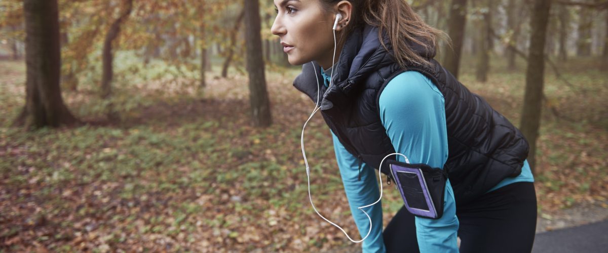 Hard workout in autumn season